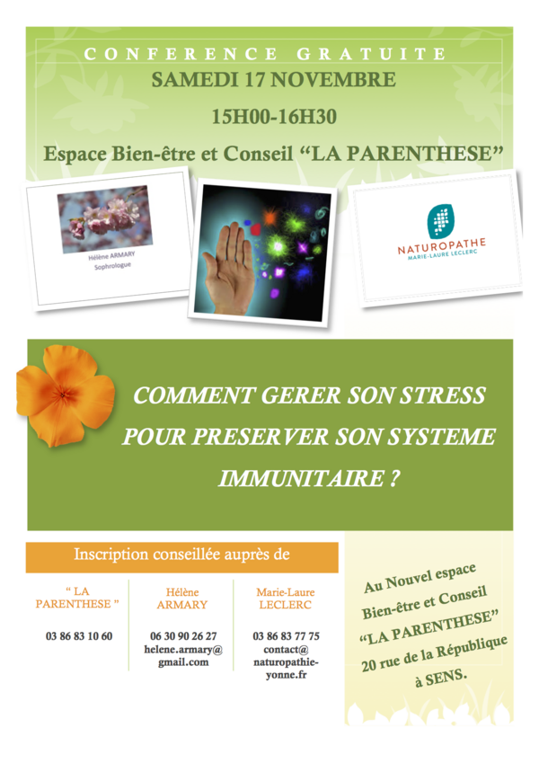 Conférence Gratuite : Comment gérer son stress pour préserver son système immunitaire ?