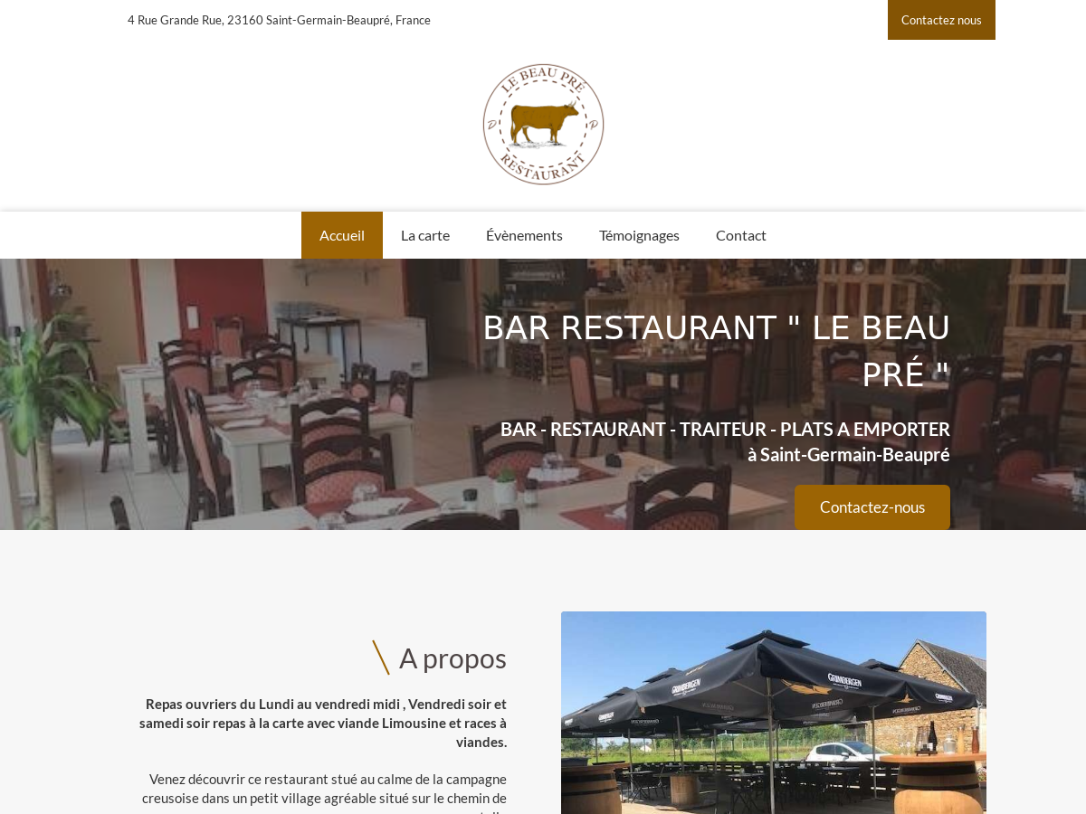 Exemple de site internet de Cuisine traditionnelle et spécialités françaises à Saint-Germain-Beaupré