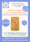 une rentrée de septembre 2025 colorée avec les portes-ouvertes sophrologie meditation hypnose a-st-sulpice-de-pommeray et sur zoom