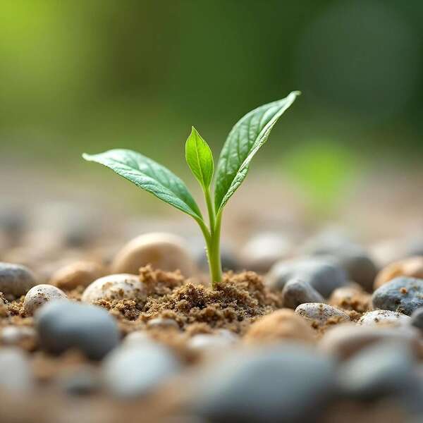 Jeune pousse verte dans la terre pour un  atelier bien-être ancrage et energie par muriel denis à blois et en ligne