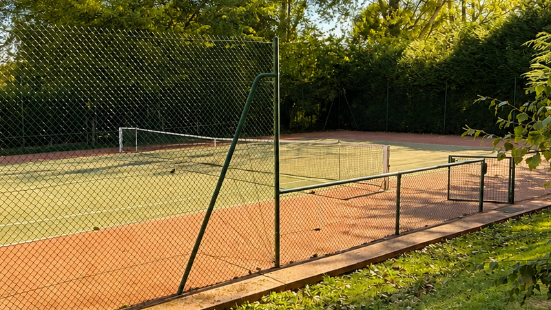 Terrain de tennis et table de ping-pong