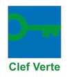 Logo Clef Verte carré bleu clé verte texte vert