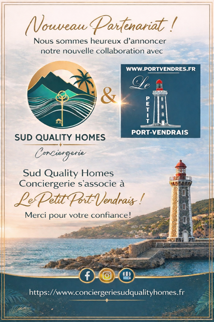 Sud Quality Homes Conciergerie annonce son partenariat avec Le Petit Port-Vendrais à Port-Vendres