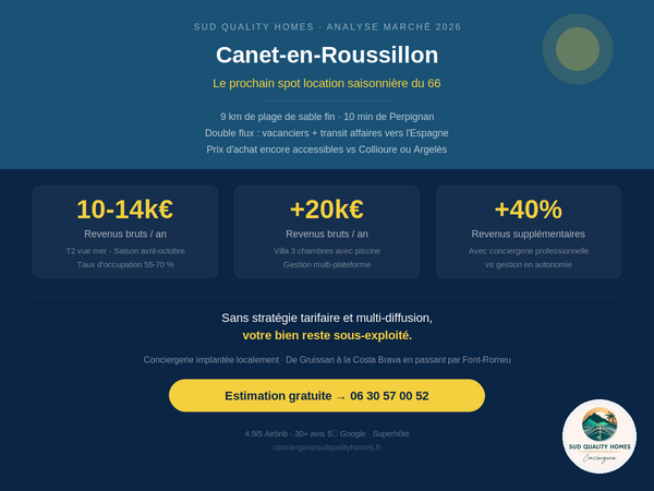 Combien rapporte une location saisonnière à Gruissan, Leucate et Canet-en-Roussillon en 2026 ?