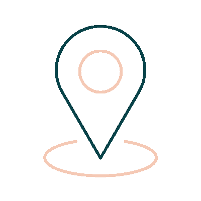 Wired outline 53 location pin on round map hover jump  3 