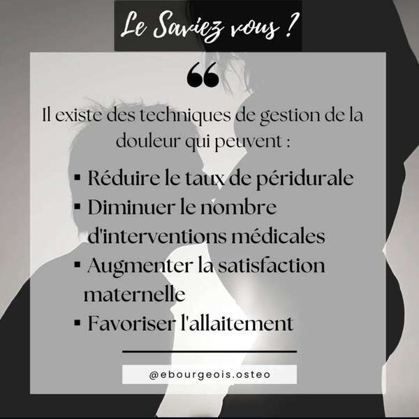 Le Saviez vous  ? Gestion de la Douleur pour L'accouchement 