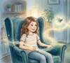 Jeune fille créant lumière magique dans cadre rassurant enfant