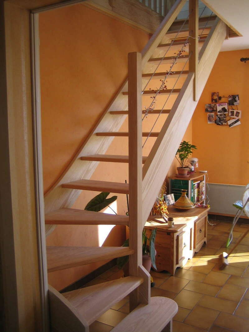 Escalier bois quart tournant