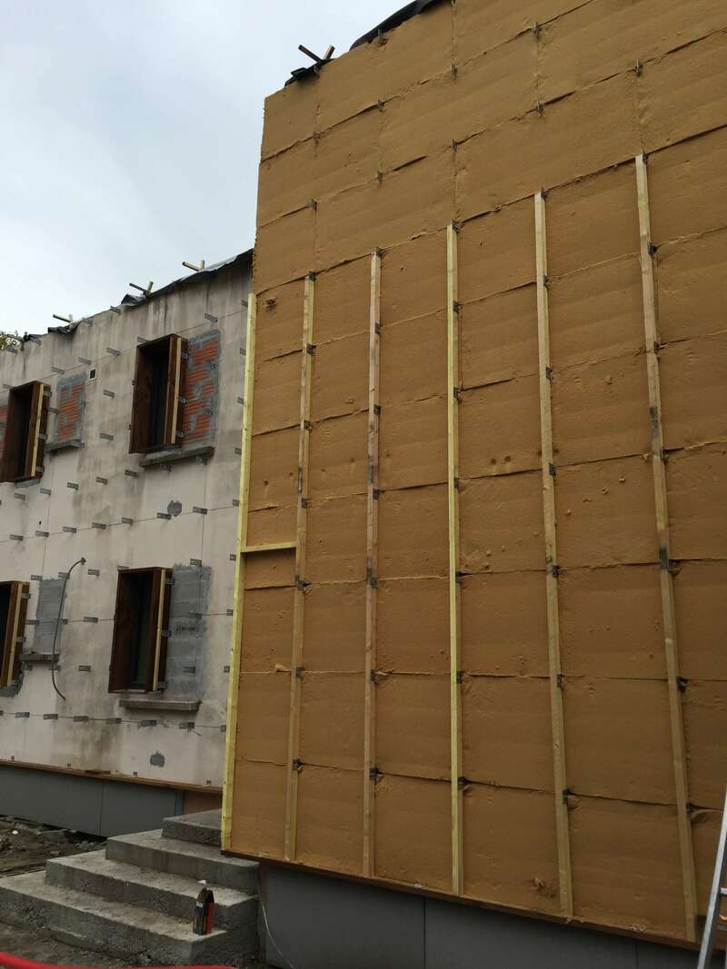 ITE des murs en laine de bois