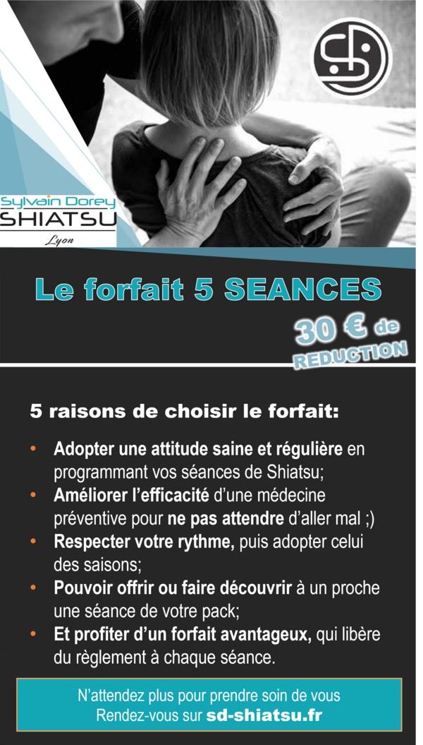 Forfait Shiatsu 5 séances : pour être à votre rythme.
