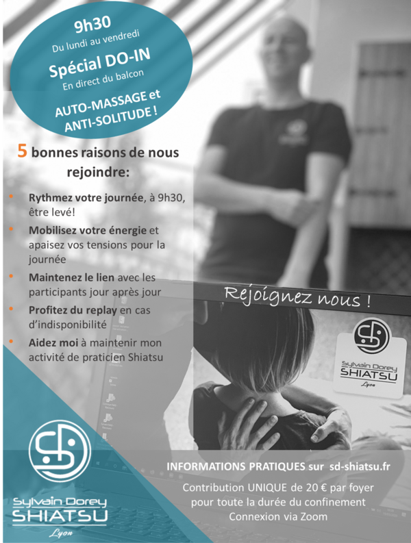 Do In et réveil énergétique ensemble tous les matins à 9h30, en direct ou en replay, pour bien préparer votre fin de confinement !