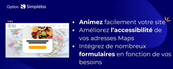 option fonctionnalités + simplébo