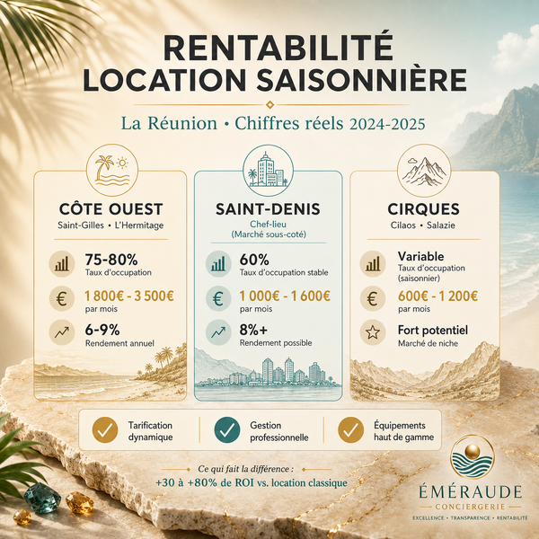 Rentabilité location saisonnière à La Réunion : chiffres, zones et saisons clés