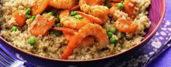 Quinoa et crevettes façon coco