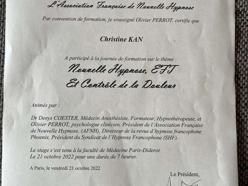 diplome hypnose douleurs