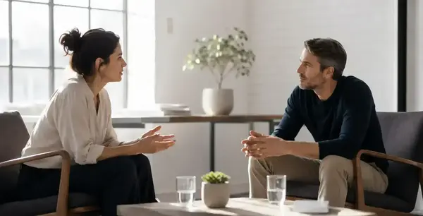 Entrepreneur seul face à ses doutes, accompagné par un coach professionnel