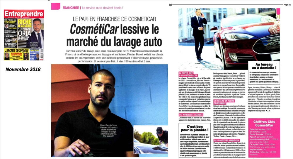 Double page pour CosmétiCar dans le magazine Entreprendre