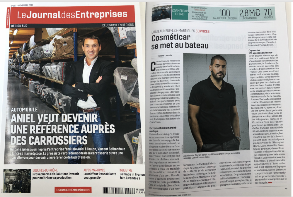 Pleine page dans le magazine Le Journal des Entreprises 