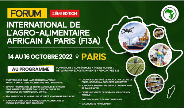 Forum international de l’agro-alimentaire africain : du 14 au 16 octobre 2022 à Paris