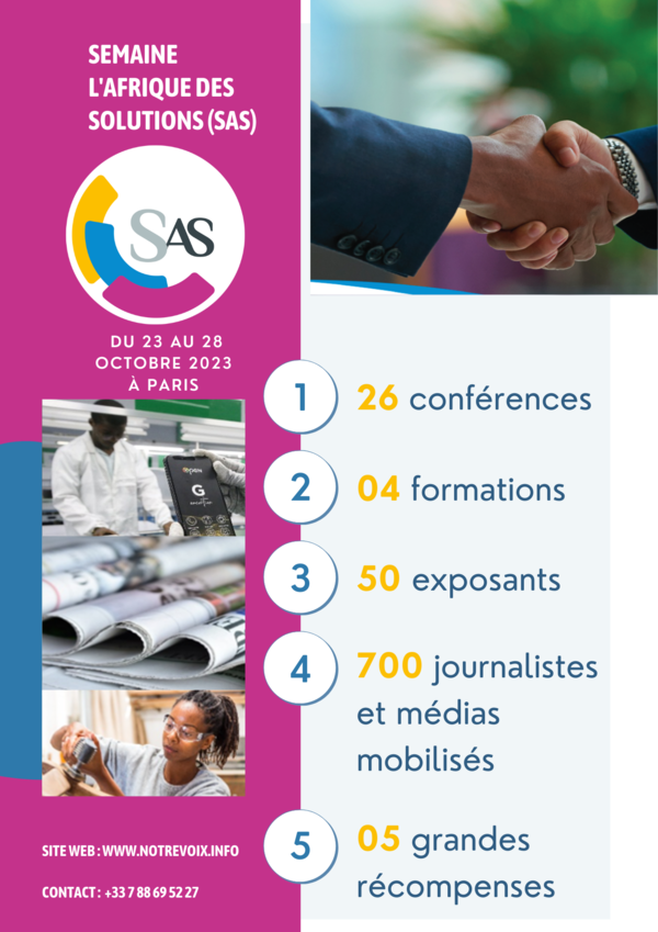 1ère édition de la "Semaine l’Afrique des Solutions" (SAS), du 23 au 28 octobre 2023 à Paris !