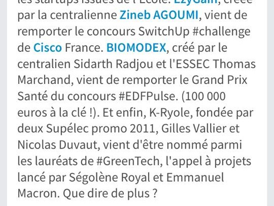 K-Ryole lauréate GreenTech verte et citée par Hervé Biausser, le directeur de CentraleSupélec ! Quelle fin de mois !